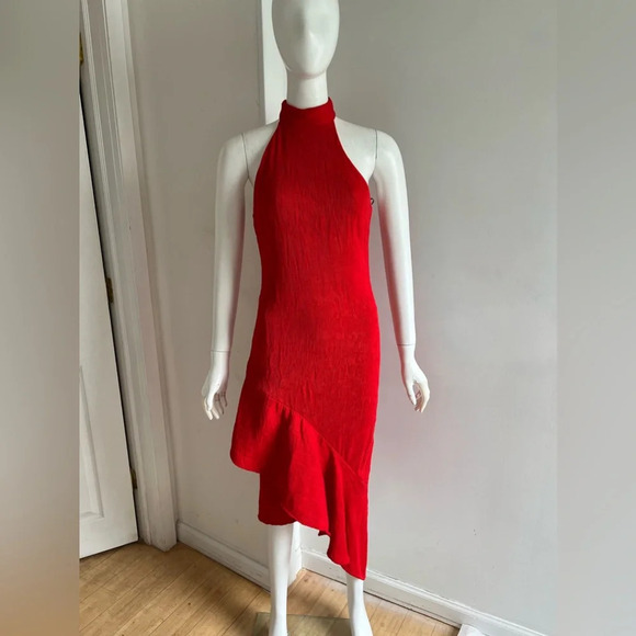 Elliatt Felice Asymmetric Halter Neck Sleeveless Dress Red Size XS  Ruffle - Picture 3 of 10